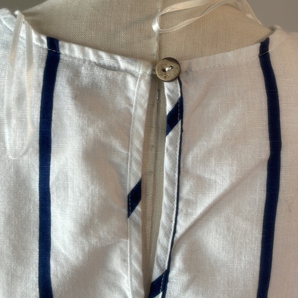 Zara Basic cotton linen nautical stripe faux wrap oversized top / blouse size Sm - Picture 7 of 12